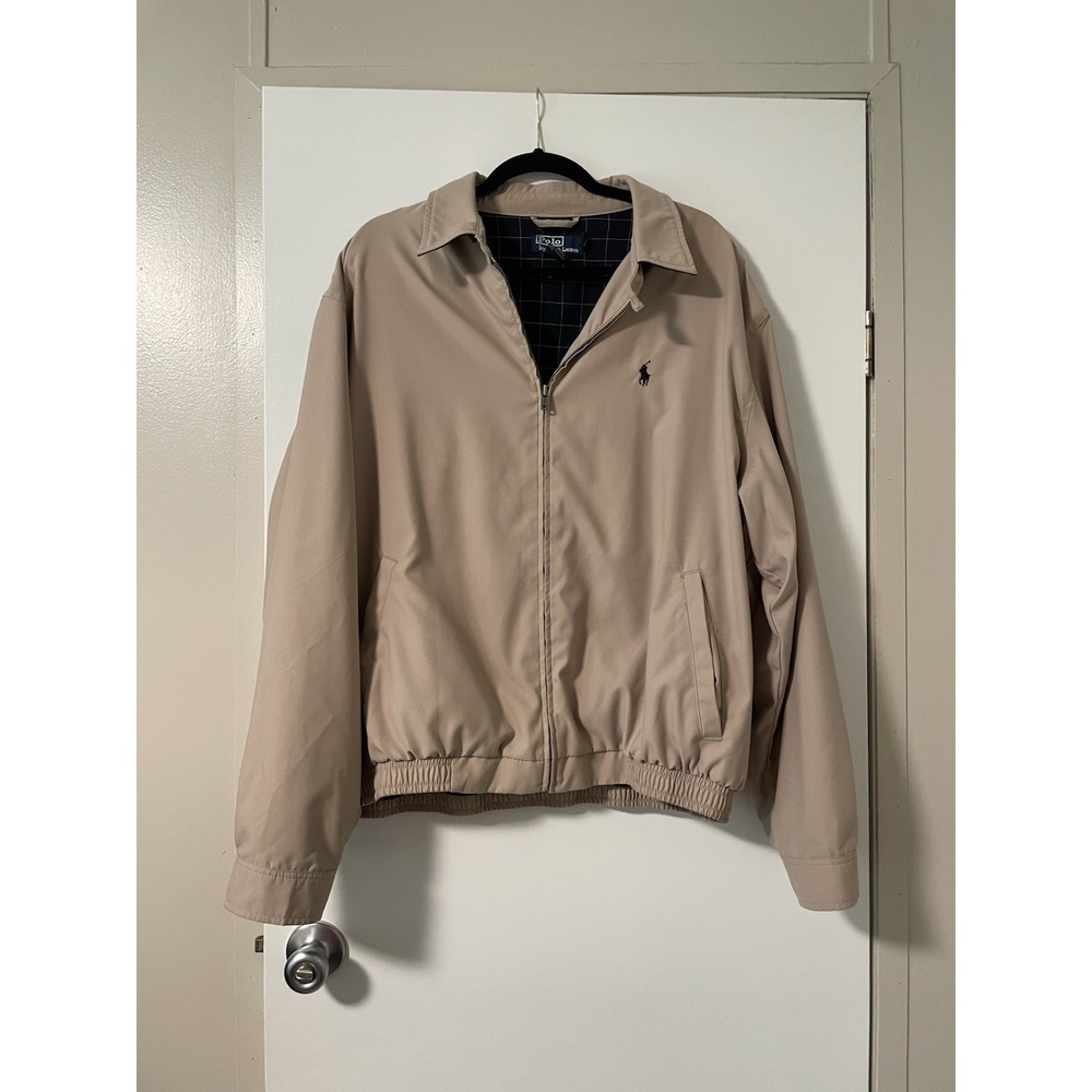 Polo Ralph Lauren Khaki Tan Harrington Full Zip Jacket Coat Mens XL